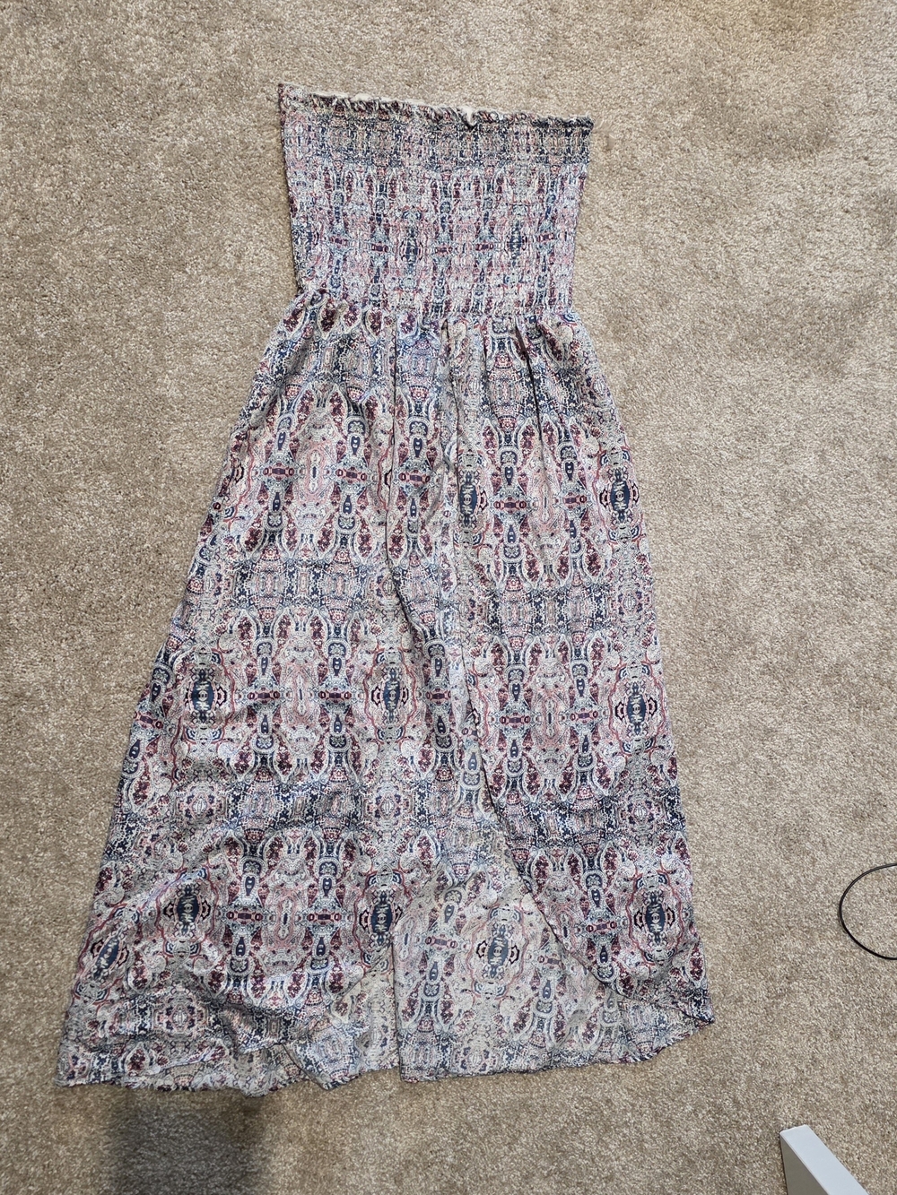 Strapless Smocked Maxi Dress in Multi Floral Print